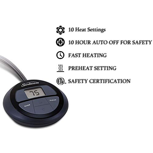 Sunbeam Soft Channeled Velvet Plush Electric Heated Warming Blanket