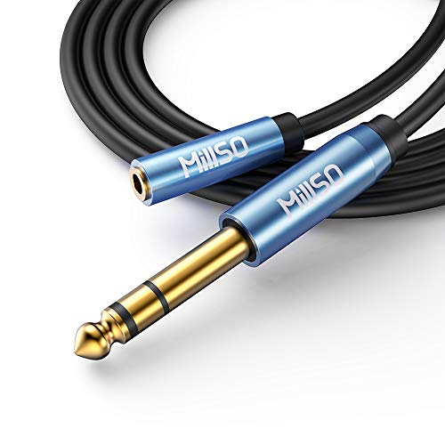 MillSO 6.35 to 3.5 Headphones Adapter, 6.6ft TRS 1/4 to 3.5mm Stereo Cord 6.35mm 1/4 Male to 3.5mm 1/8 Female for Amplifiers, Guitar Amp, Piano, Home Theater Devices, or Mixing Console - 2M/6.6ft