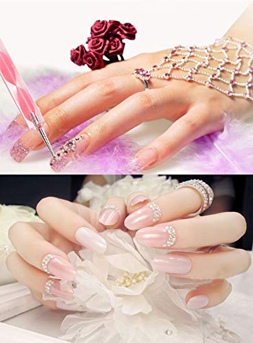 Nail Art Kit, WOVTE 15 Gel Acrylic Painting Brushes, 5 Dotting Pens, 12 Grids Nail Art Rhinestones, 2 Pack Colorful Diamonds Crystals Beads Gems Nail Art Decorations and 1 Tweezers for Nail Art DIY
