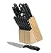Farberware 22-Piece Triple Rivet Rust-Resistant Wave Edge High-Carbon Stainless Steel Knife Block Set, Beechwood/Black