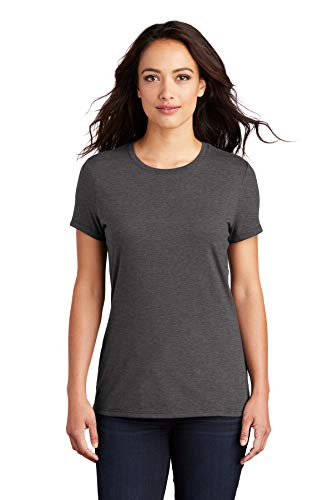 District Made Womens Perfect Tri Crew Tee DM130L -Hthrd Charco S