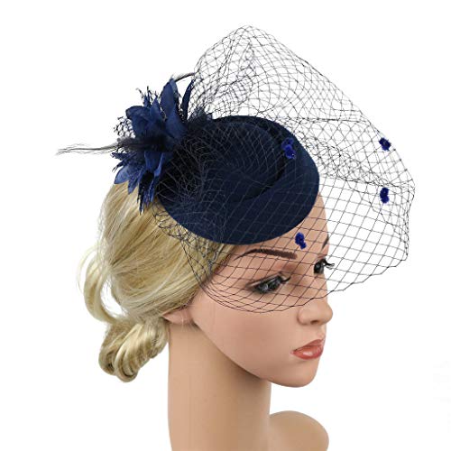 Transser Fascinators Hats Pillbox Hat Cocktail Tea Party Headwear with Veil for Girls and Women