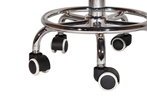 Topline 360-Degree Rolling Swivel Adjustable Stool Chair with Foot Rest - Black