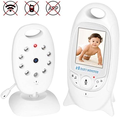 Wireless Video Baby Monitor with 2.0in High-Contrast Screen, LCD Backlight, Two-way Speaker, Multi-Camera Expandability, Vision Temperature Monitoring , 2 Way Talkback System, White (S)
