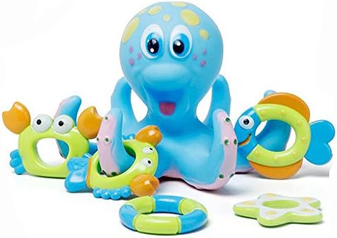 Octopus Bath Time Toss Baby Bath Toy Baby Fun Play Bathing Accessories, Blue, 6 - Pack