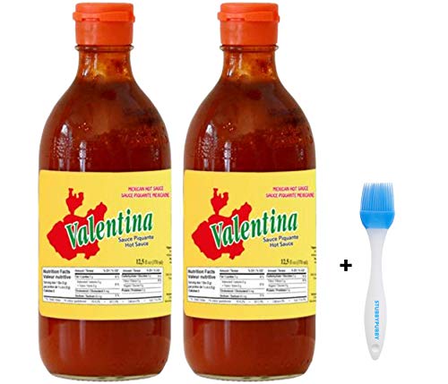 Valentina Hot Sauce Salsa Picante Mexican - 12.5 oz (Pack of 2) with Stubby Pubby Basting Brush