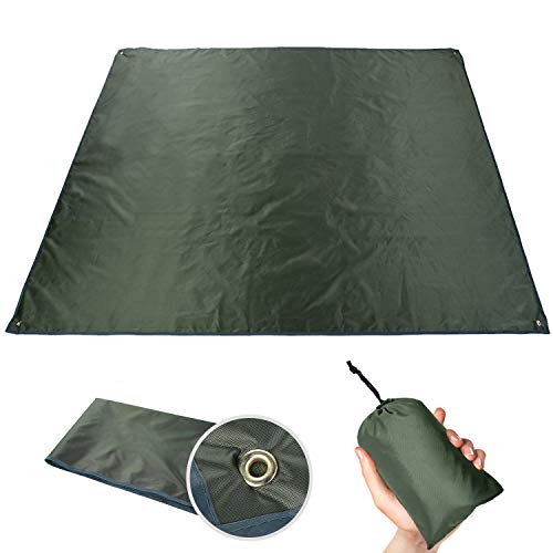 OUTAD Waterproof Camping Tarp Tent Footprint Mutifunctional Groundsheet Picnic and Beach Mat with Drawstring Carrying Bag Dark Green