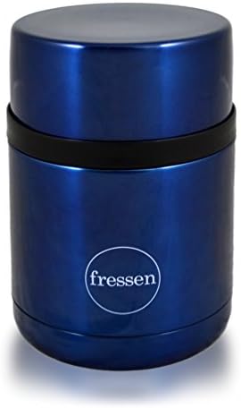 Fressen FoodGo Insulated Stainless Steel Food Jar with Folding Spoon, .75L, metallic blue