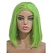 Human Hair Wigs Straight Short Bob Glueless Brazilian Virgin Hair 13×4 Lace Front Middle Part Pre Plucked with Baby Hair Bleached Knots for Black Women 8 Inch Lime Green 180% Density