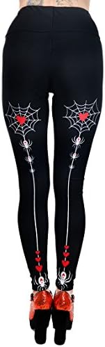 Too Fast Women's Heart Spider Web Vintage Stocking Tattoo High Waist Lexy Leggings Black Large