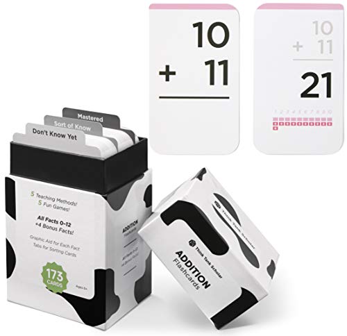 Think Tank Scholar 173 Addition Flash Cards Full Box Set | All Facts 0-12 Color Coded | Best for Kids in Kindergarten, 1st, 2nd, & 3rd Grade