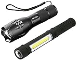 LED Tactical Flashlight COB LED Work Light with Magnetic Base 1000 Lumens CREE XML T6 Ultra Bright Water Resistant Pocket Sized Torch