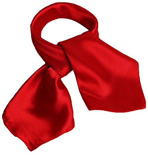 X&F Women's Solid Stain Charmeuse Neckerchief Square Scarf 23" 23" Red