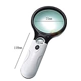 BreaDeep 10x 20x Handheld Magnifier Reading Magnifying Glass Lens Jewelry Loupe with 3 LED Light