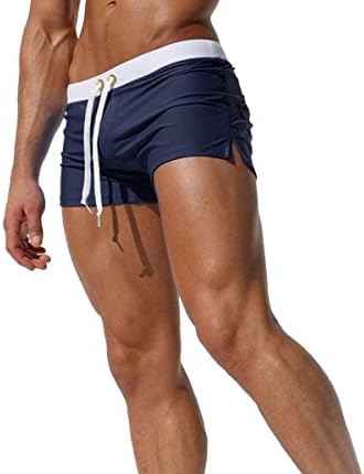 Men's Swimming Trunks Boxer Brief Swimsuit Bottom with Pockets &amp; Drawstring
