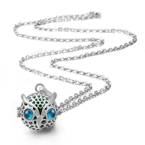 EUDORA Sterling Silver Owl Chime Spheres Baby Lucky Wish Jewelry Mexican Bola Chain Pendant Necklace
