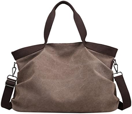 Lonson Canvas Big Tote Bag Large Purse Handbags Shoulder Bag for Women (Brown)