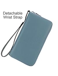 Carteras para mujer - Lavemi - Bloqueo RFID de cuero genuino con cremallera alrededor de tarjeta de crédito, cartera, gran capacidad, talla única