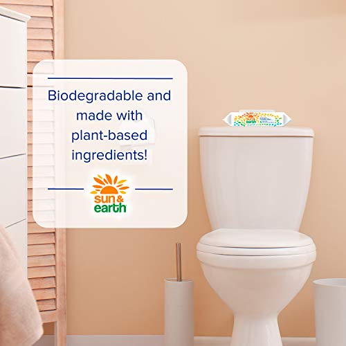 Flushable Wipes by Sun & Earth Unscented, Fragrance Free, Resealable