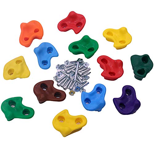 Take Me Away 20 Premium Quality Large Rock Climbing Holds for Kids with Longer 2" Mounting Hardware for Wood Playset Swing Set, Indoor Outdoor Climbing Wall, Children Playground