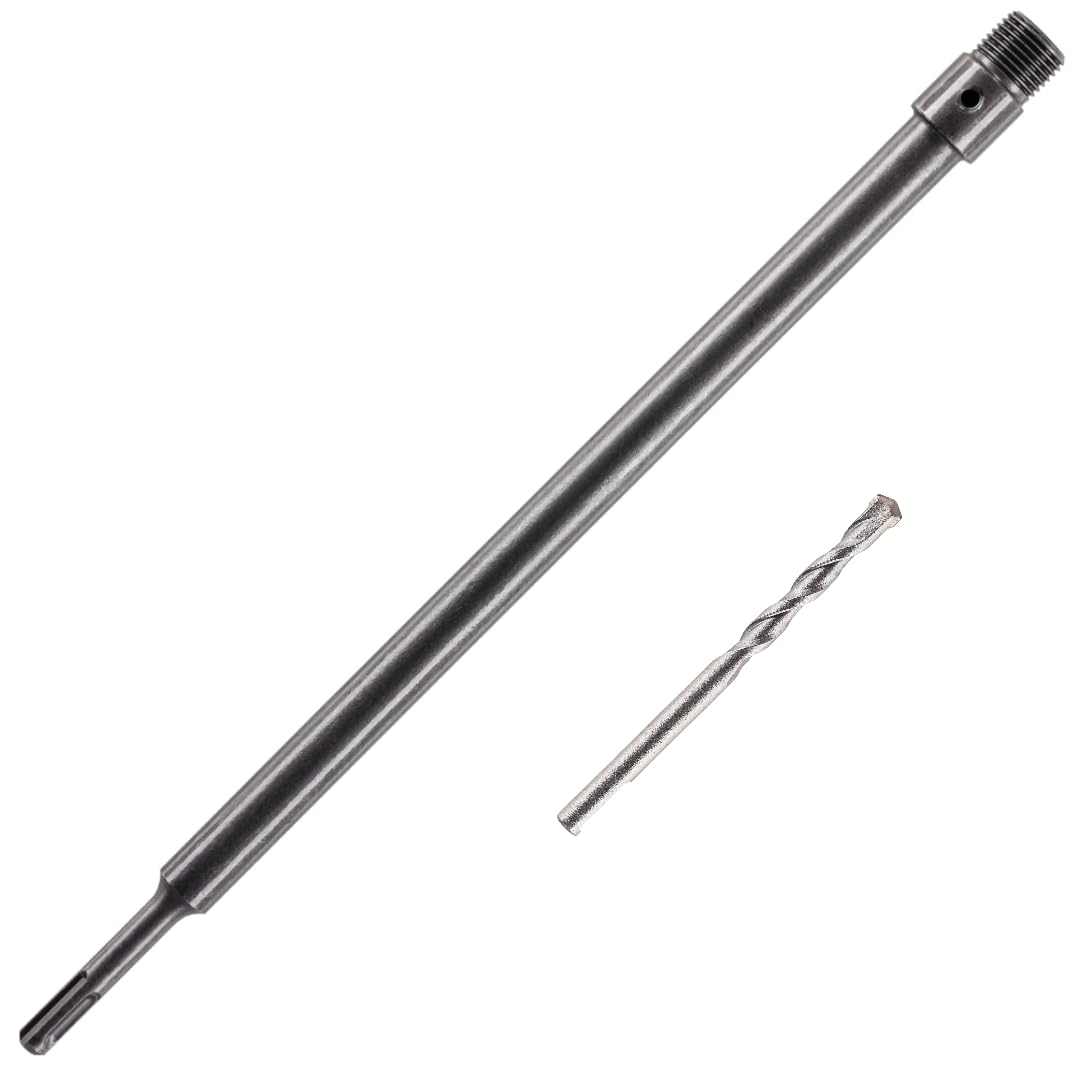 Rennie Tool Company 400mm SDS Plus Adapter and Tungsten Carbide Drill Bit - 8mm Pilot Drill for TCT Core Drill, Carbide Tipped Drill Bit For Concrete, Masonry, Brick and Aerated Block — image 1