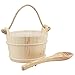 Handmade Sauna Wooden Bucket and Ladle with PE Plastic Liner Sauna Accessories
