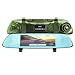 AUKEY Dash Cam Mirror 6.8" LCD Touchscreen Car Camera with Backup Camera and Parking Mode 1080p 170&deg; Front Camera and 720p 160&deg; Water-Resistant Rear Camera-Green