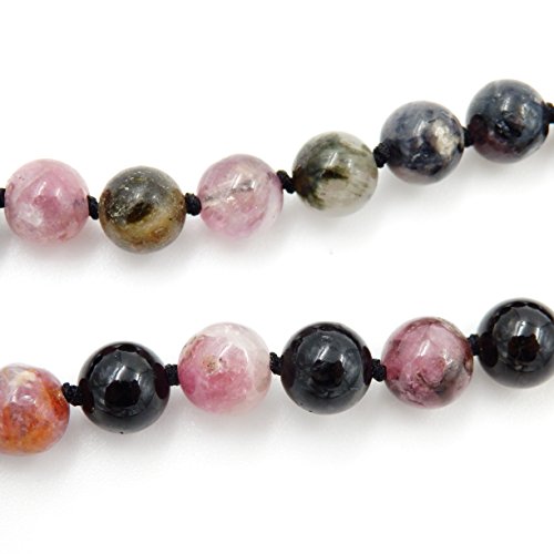 Gemstone Mala Beads Necklace, 108 Buddhist Prayer Beads Necklace, Hand Knotted Necklace (Tourmaline) - Thumbnail 3