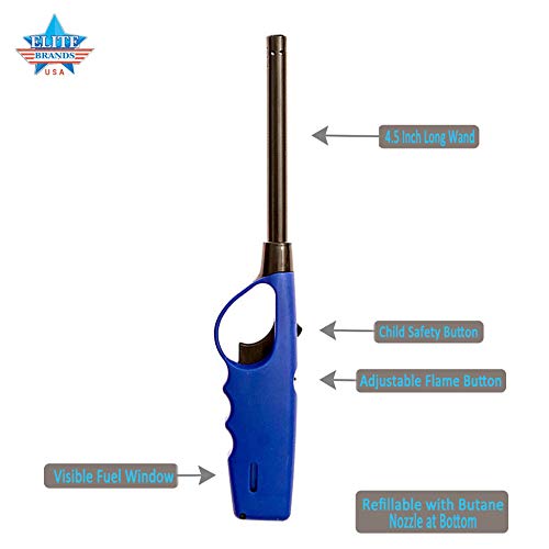 Elite Brands USA Long Lighters Bulk Pack, Multi Use Butane Refillable