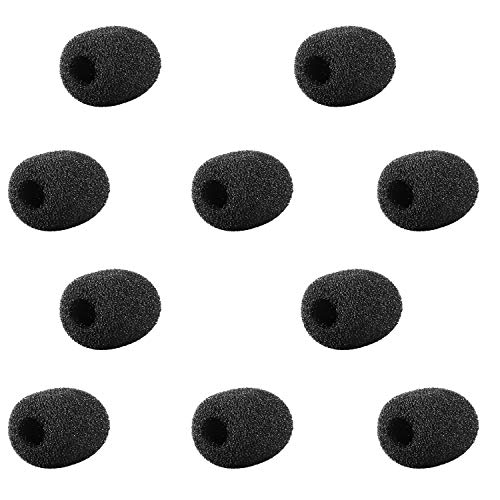 (10 Pieces) Foam Windscreen, Lapel Clip-on Microphone Accessories for Replcement, Black