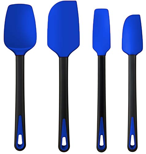 TEEVEA Silicone Spatula Set Rubber Jar Spoon Spatula Kitchen Utensils Non-Stick Heat Resistant for Scraping Cooking Baking Mixing Tools 4 Pack