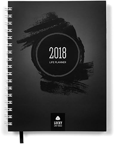 Life Planner 2018: Goal setting + Daily/weekly, monthly, and yearly Agenda, Calendar, and Journal, by LUCKY Life Tools (Gray Brush)