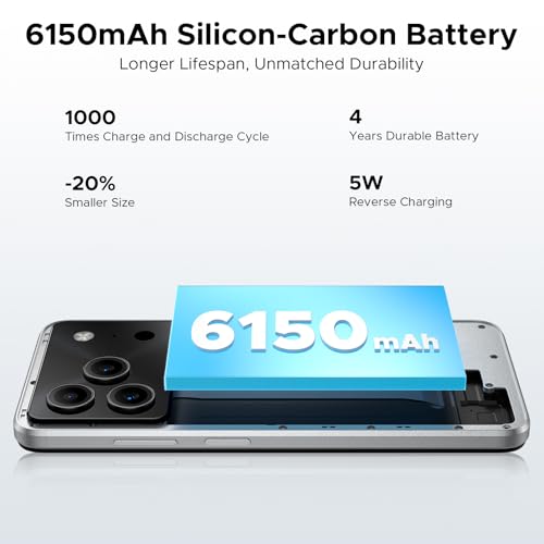 DOOGEESmart Note 56 Mobile Phones, Android 16 Smart Phone, 6150mAh, 8.45mm, 6.56"" HD+ 90Hz, 24GB + 64GB/2TB Android Phones, Dual SIM Unlocked Mobile Phone, Face ID, GPS, OTG, FM