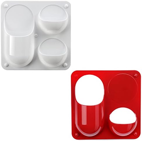 On My Desk 2 Piece Wall Hanging Storage Pockets/Air Plant Holder/Locker Caddy/Refrigerator Hanging Storage - Magnetic with Multiple mounting Options, Red/White