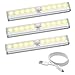 AMIR 10 LED Motion Sensing Closet Lights, 3 Pack, DIY Stick-on Anywhere, Wireless Night Light for Cabinet, Closet, Wardrobe, Stairs, Step Light with Magnetic Strip ,Puck Lights(USB Rechargeable)