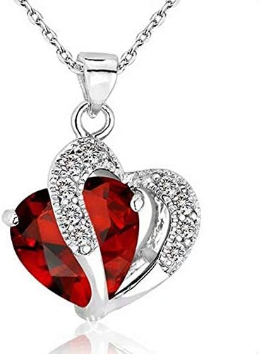 Sterling Silver Necklace with White Heart Crystal