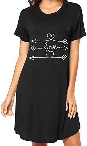 Green PJS New Women's Nightgown Cotton Sleep Shirt Printed Short Sleeve Scoopneck Sleep Tee Nightshirt S-XXL