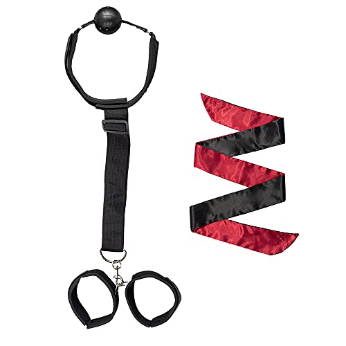 Sex Bondage Sets BDSM Fesselset mit Handschellen Halsband Mouth Gag Ball Extrem Sexspielzeug für Paar Einstellbar BDSM Bondage Satz mit Seide Augenbind