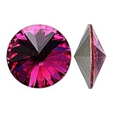 SWAROVSKI Crystal, 1122 Rivoli Fancy Stones 14mm, 2 Pieces, Fuchsia Foiled