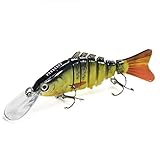 Bass Fishing Lure Swimbait Hard Lures- Rattling Trap Lure Multi Segments 2 Trebles Hooks 1/2-Ounce 4.4-Inch(Yellow)
