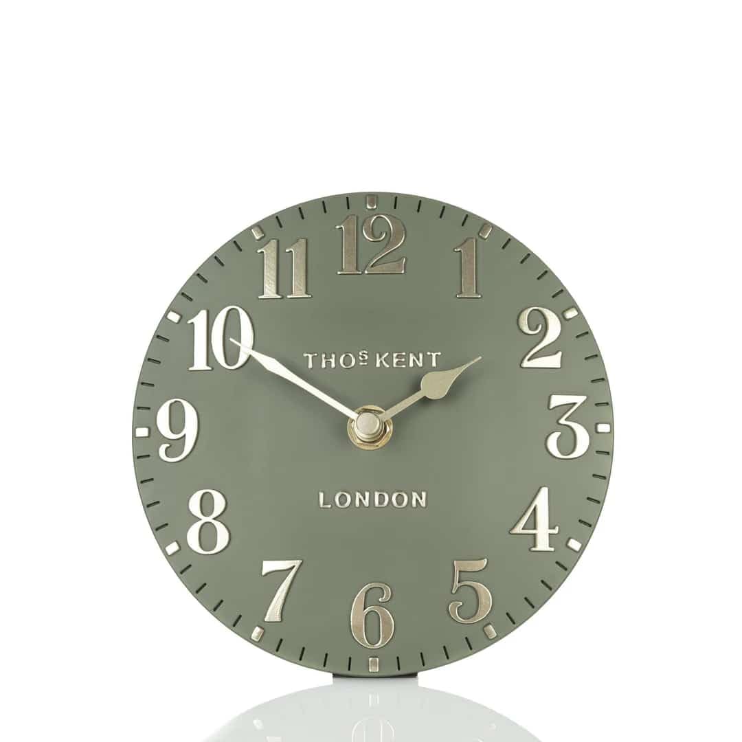 Thomas Kent - Arabic Lichen Green Mantel Clock - 6'' AMC06066