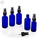 All 4 You Cobalt Blue Boston Round Glass Bottle 2 oz with Black Atomizer - Perfect for Essential Oil Formulas (4 Pieces)