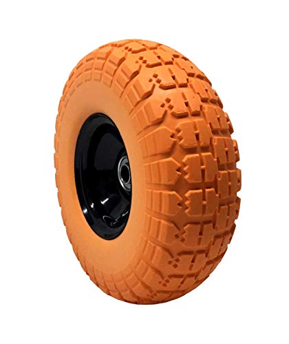 10" Flat Free Rubber Tire 5/8" Bearing Hole - Solid Tire Wheel for Lawn & Garden Dolly Hand Truck Cart/All Purpose Utility Tire on Wheel