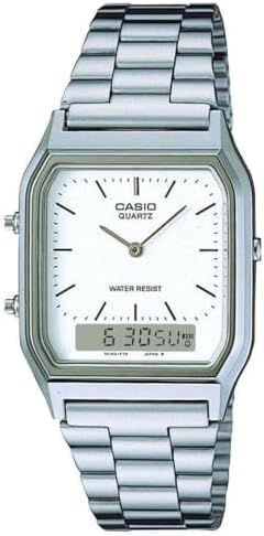 Casio Men's White Dial Stainless Steel Analog-Digital Watch AQ