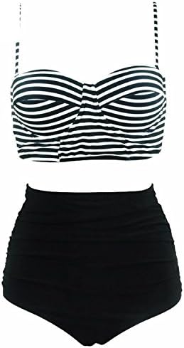 Sretinez Bikinis Set Brand Swimwear Women Sexy High Waist Swimsuit Push Up Striped Strappy Bathing Suit Style 1 Xxl