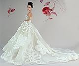 Barbie Doll Clothes Dress: White Wedding Dress with Pearls Fits 11.5 Inch Barbie Dolls (No Dolls)