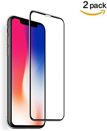 Queem [Full Coverage Tempered Glass] Screen Protector for iPhone X (Case Friendly) Highest Quality Easy Install [2 Pack ]HD Clear with Lifetime Replacement Warranty - Retail Packaging