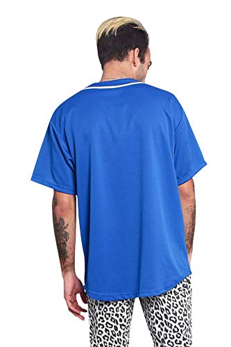 Men's Classic Baseball Jersey Shirt Button Down BJ42 - Royal Blue - 4X-Large - KK6B - Thumbnail 2