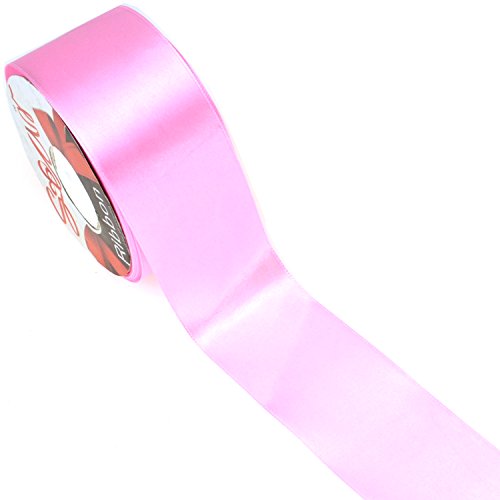 Star Quality 3 Inch Wide Satin Ribbon by 25 Yard Spool| Polyester Ribbon for Floral Arrangement, Wedding Bouquet, and Big DIY Artwork Projects | No Fading Woven Ribbon (3 Inch Width, Pink)