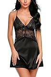 Avidlove Women's Sexy Lingerie Satin Nightgowns Lace Chemises Mini Sleepwear